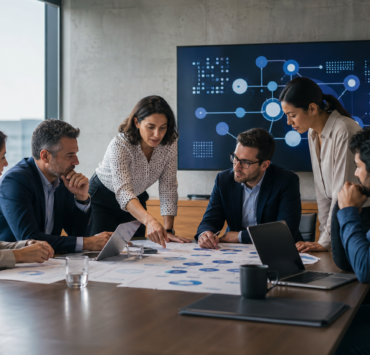 Equipo directivo español rediseñando procesos empresariales con inteligencia artificial