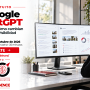 Webinar GEO De Google a ChatGPT, 2 de octubre de 2026 a las 12:00 de Madrid. Logos originales GEO y THE INTELLIGENCE INSTITUTE al mismo ancho.