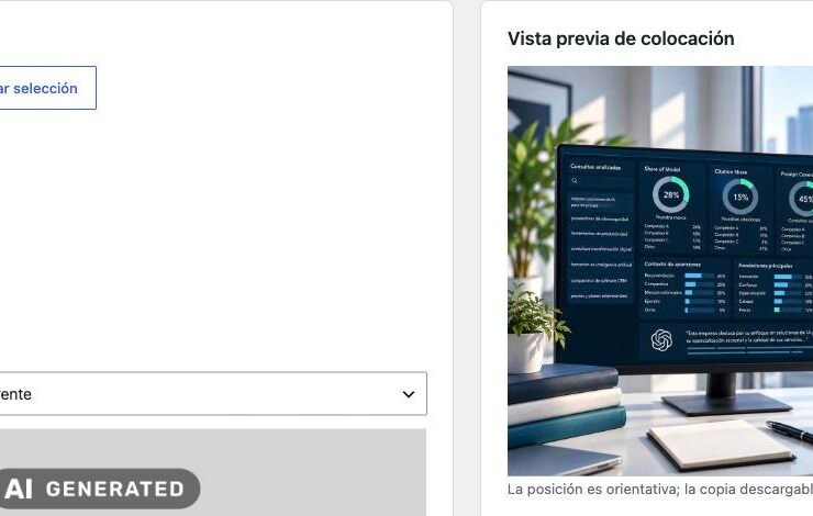 Panel de Watermarking by The Intelligence en WordPress con controles de etiquetado y vista previa de una imagen identificada como AI GENERATED.